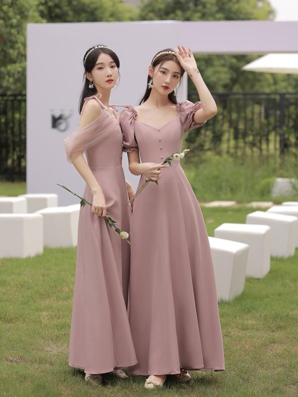ロング丈ドレス レディース ピンク 結婚式の付き添い フォーマル お呼ばれ 秋 普段使い 体型カバー 細見え 大きいサイズ 結婚式 二次会 パーティー エレガント Vネック 半袖 Aライン