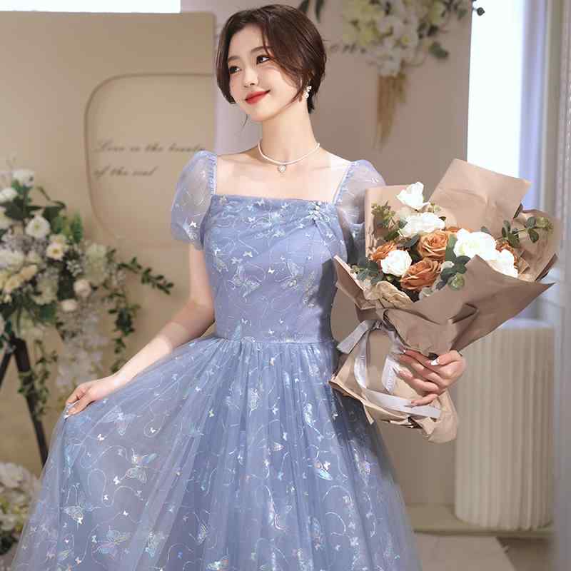 イブニングドレス レディース ブルー オフショルダー ロング丈 パーティー 宴会 結婚式 披露宴 お呼ばれ 演奏会 発表会 司会 フォーマル 高級感 エレガント 上品 個性的 ポリエステル｜おうち健康生活