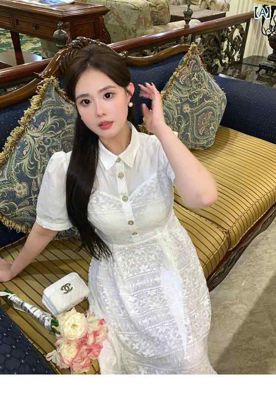大きめサイズ レディース おしゃれ ファッション 婦人服 白 椿 フェアリー ウエスト 締める 美しい 白 ドレス