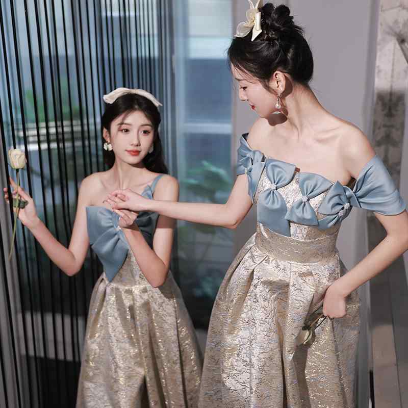 ワンピース レディース 高級感 結婚式 披露宴 ブライズメイド フォーマル イブニングドレス パーティードレス フランス風 ロング丈 ベアトップ プリンセスライン 普段使い カジュアル ポリエステル 春夏