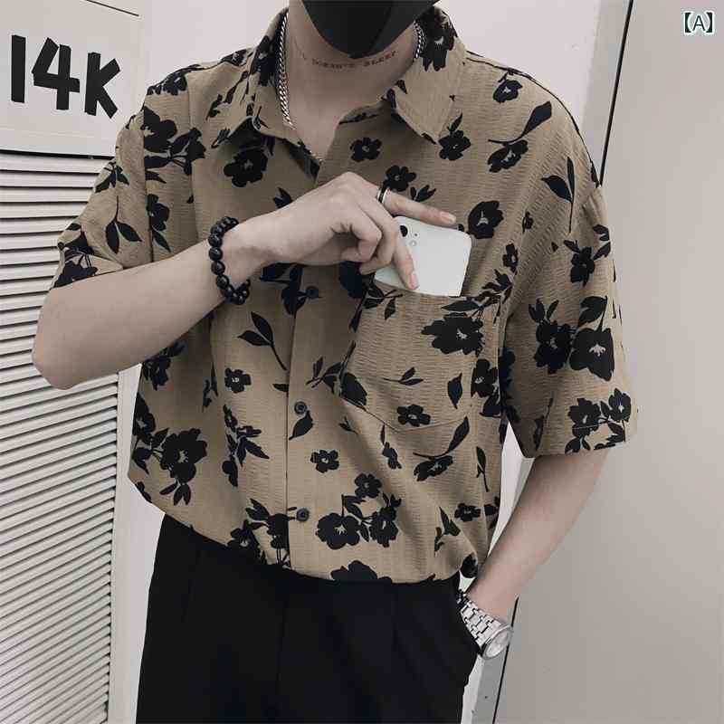 メンズ トップス カジュアル ファッション おしゃれ シャツ 夏 半袖 カラフル シャツ トレンディ カジュアル 半袖 シャツ