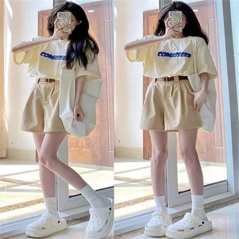 Tシャツ ショートパンツ セットアップ レディース 大きいサイズ ぽっちゃり 春夏 ゆったり 体型カバー 半袖 カーゴパンツ カジュアル クルーネック ポケット付き 薄手 普段使い