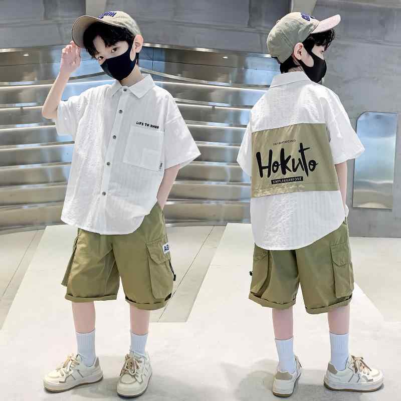 セットアップ 男の子 キッズ 夏物 半袖 シャツ ショートパンツ 綿 薄手 カジュアル 上下セット ジュニア 男児 子供服 普段使い 通園