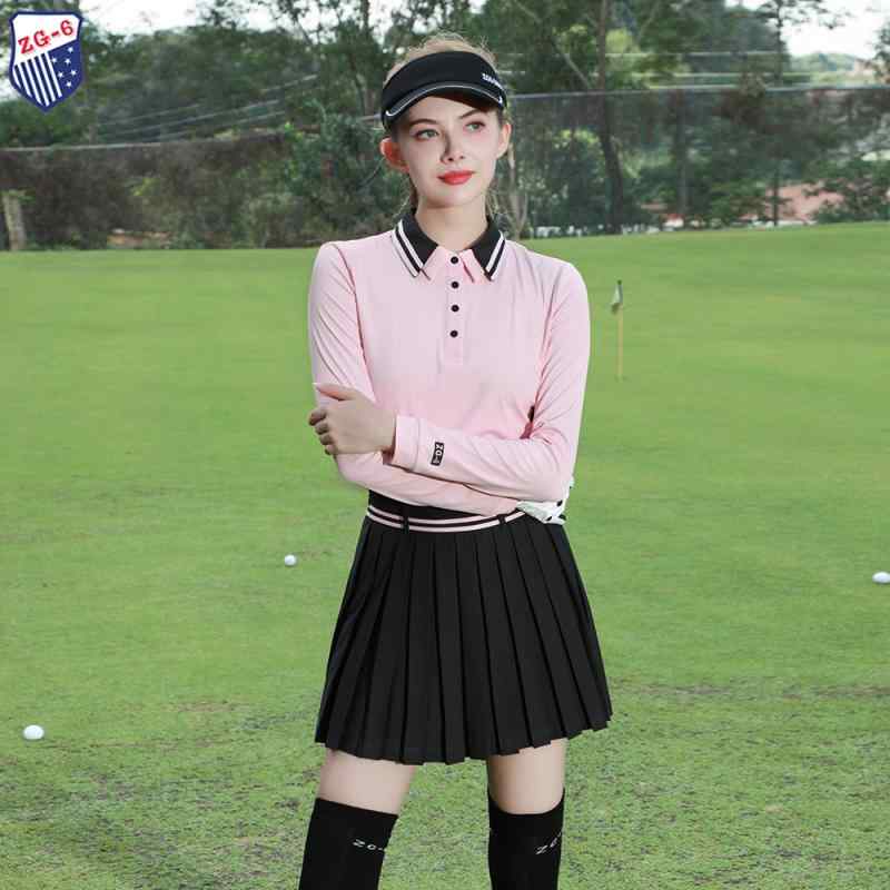 ゴルフ テニスウェア レディース 長袖トップス ピンク スコート ブラック 女性用 スポーツ 運動 吸湿速乾 快適|おうち健康生活