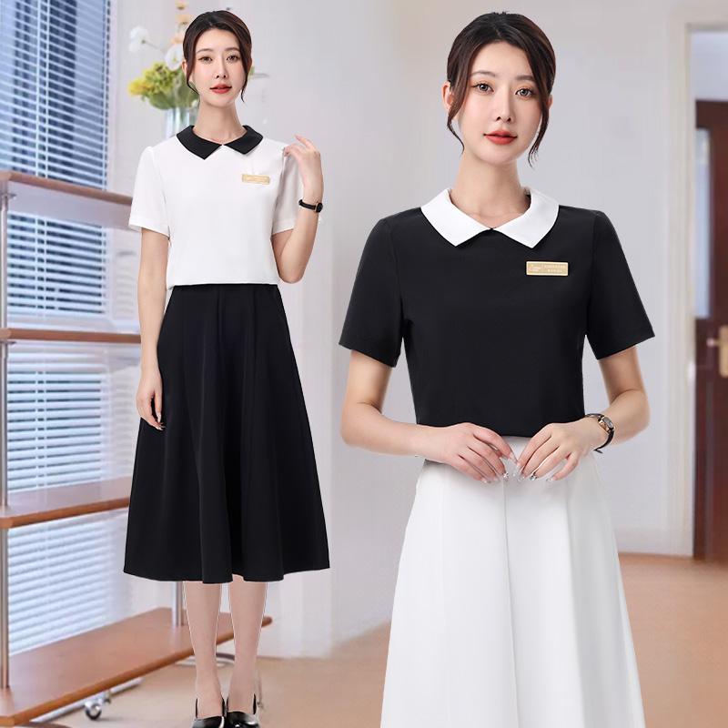 ユニフォーム サロン 飲食店 接客業 制服 事務服 美容室 エステ ネイル スキンケア カフェ 半袖 七分袖 長袖 夏物 黒 白｜おうち健康生活