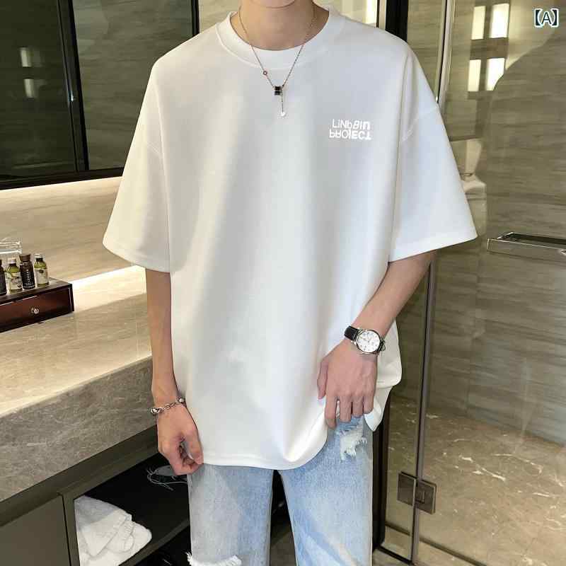 tシャツ 光るトップス 厚手 夜光 文字 プリント メンズ 夏服 アメリカン 半袖 ブラック ホワイト