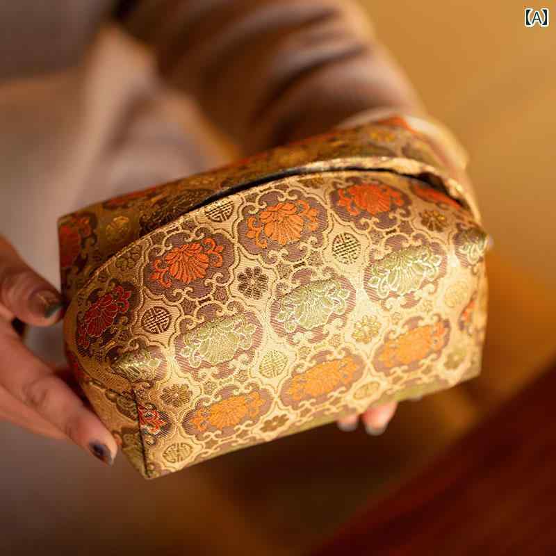 ティッシュケース おしゃれ 蓮柄 紙箱 生地 ボックス アクセサリー 和風 収納 ゴールド 4,782円