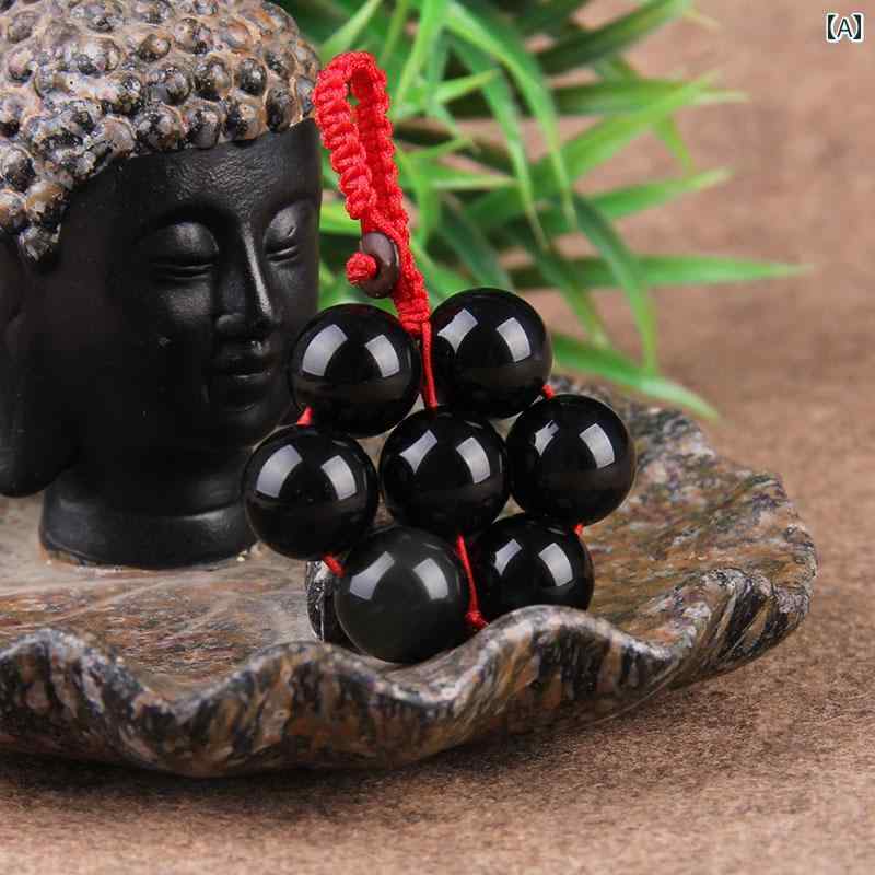 キーホルダー アクセサリー ペンダント バッグ ストラップ 水晶玉 レトロ シンプル ギフト ブラック