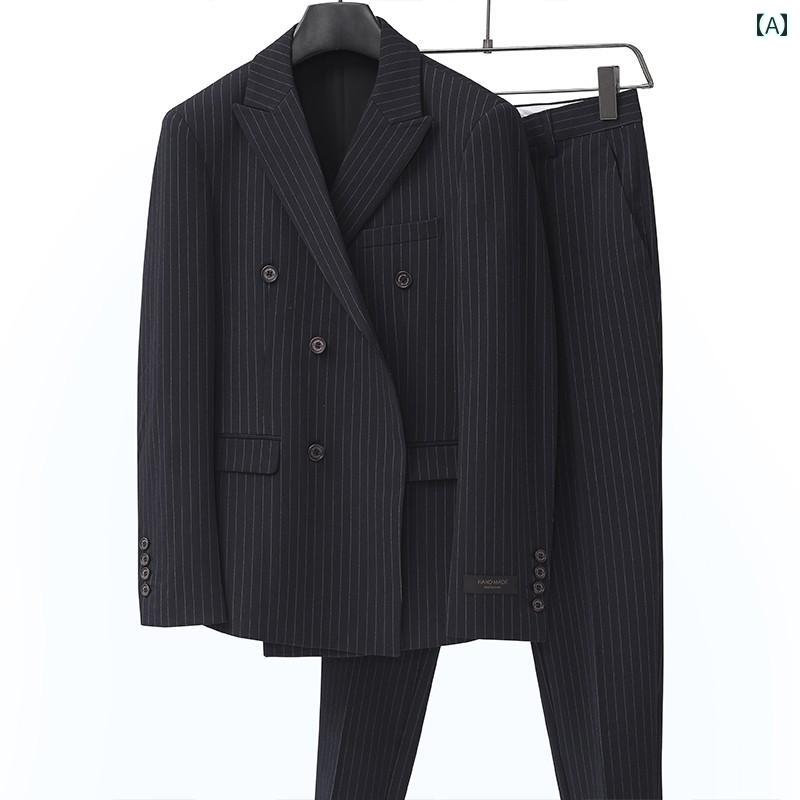 メンズ スーツ おしゃれ 紳士服 秋冬 ビジネス フォーマル ドレス ジャケット パンツ ブラック グレー ブルー