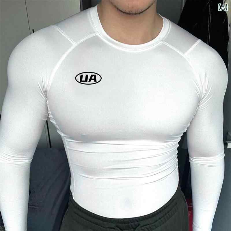Tシャツ メンズ 長袖 トップス トレーニング ジム フィットネス タイト 秋冬 速乾 ランニング ストレッチ 通気性 スポーツ ウェア ホワイト ブラック