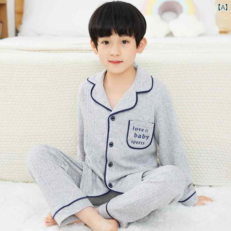 パジャマ キッズ ルームウェア 部屋着 男の子 長袖 パンツ カジュアル ロゴ 春秋 薄手 コットン 通気性 グレー ネイビー ブルー
