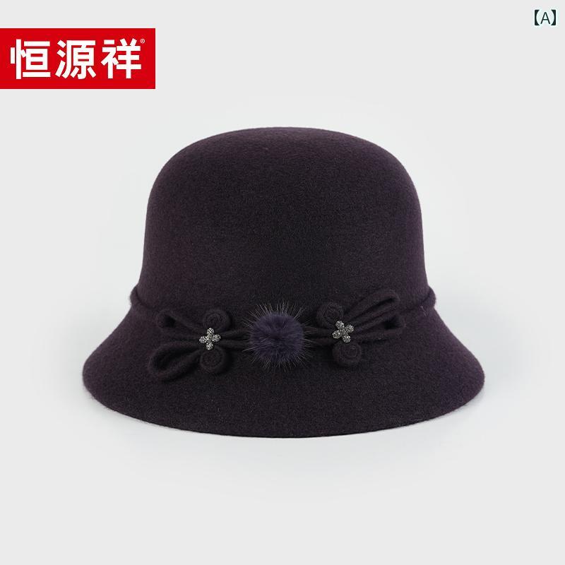 帽子 レディース 婦人 ミセス おばあちゃん 秋冬 暖かい ウール マフラー 手袋 パープル レッド ブラウン