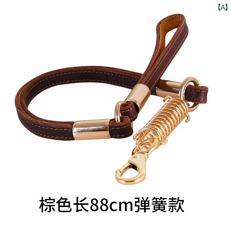 首輪 犬 革 レザー 犬 リード 厚手ペット チェーン ゴールデンレトリバー シェパード 中型犬 ブラウン ブラック シンプル