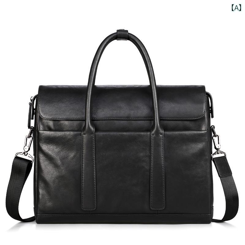 ブリーフケース メンズ トートバッグ ビジネス バッグ オフィス 通勤 革 レザー ハンドバッグ ショルダー 斜めがけ ブラック|おうち健康生活