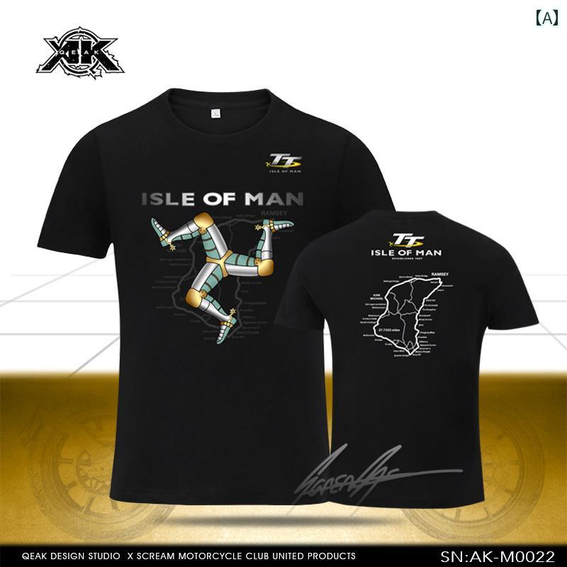 tシャツ メンズ レディース 半袖 トップス バイク レーシング 春夏 ラウンドネック コットン ブラック