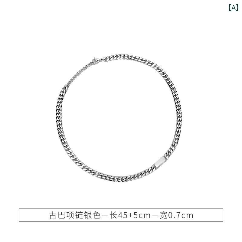 ネックレス メンズ キューバ チェーン シンプル ペンダント プレゼント ゴールド シルバー アクセサリー