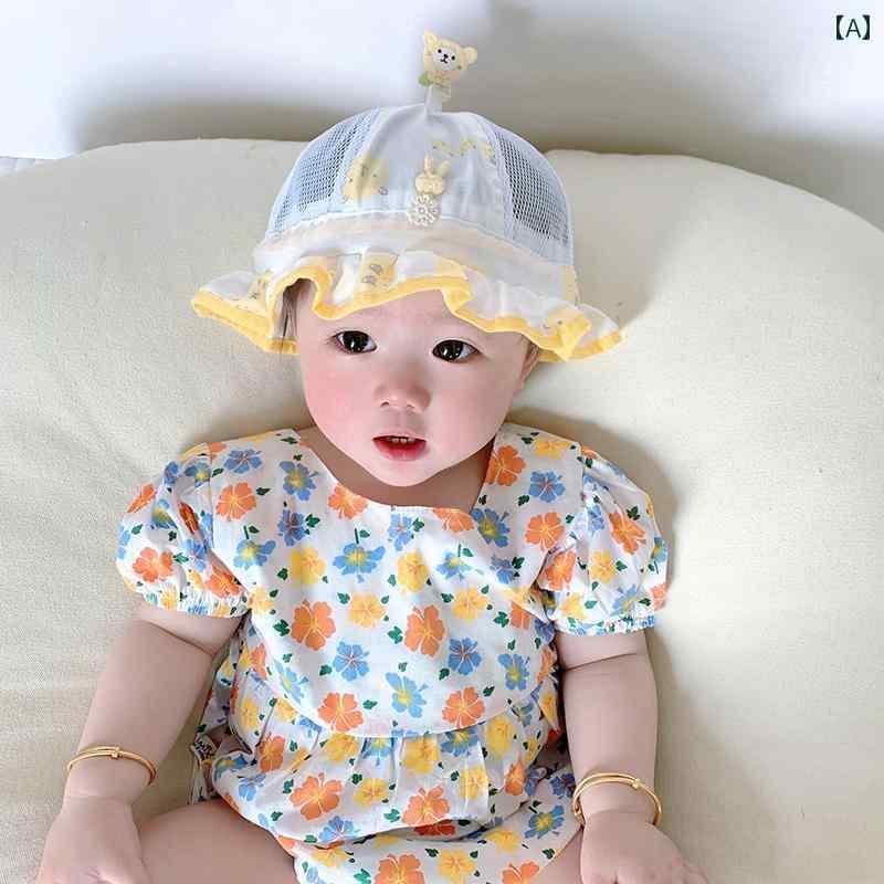 帽子 キッズ 男の子 女の子 子供 ハット 夏 日よけ メッシュ 通気性 かわいい イエロー オレンジ ブルー