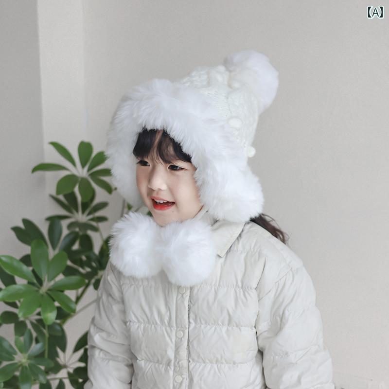 ニット帽 レディース メンズ キッズ 女の子 男の子 帽子 秋冬 韓国 ファー 厚手 親子 耳あて ホワイト ピンク カーキ ポンポン