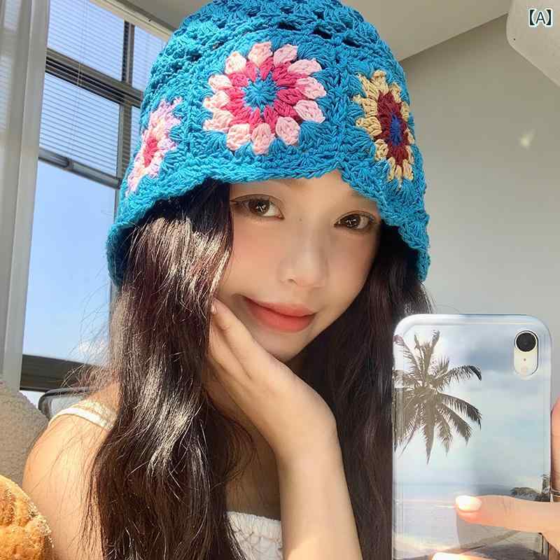 ニット帽 レディース 帽子 かわいい おしゃれ 春夏 韓国 ウール ハット ブルー ベージュ カラフル