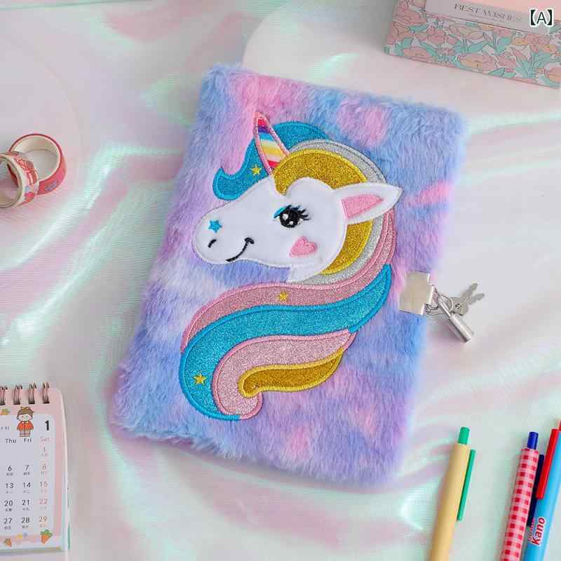 日記帳 鍵 手帳 かわいい ユニコーン 文房具 雑貨 メモ ノート 学生 子供 ギフト ブック 女の子 パープル カラフル 4,052円