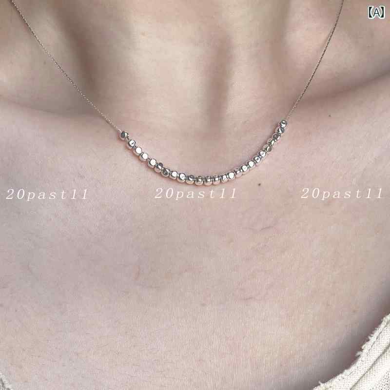 ネックレス レディース アクセサリー かわいい おしゃれ スクエア ビーズ チェーン 秋冬 シルバー｜おうち健康生活
