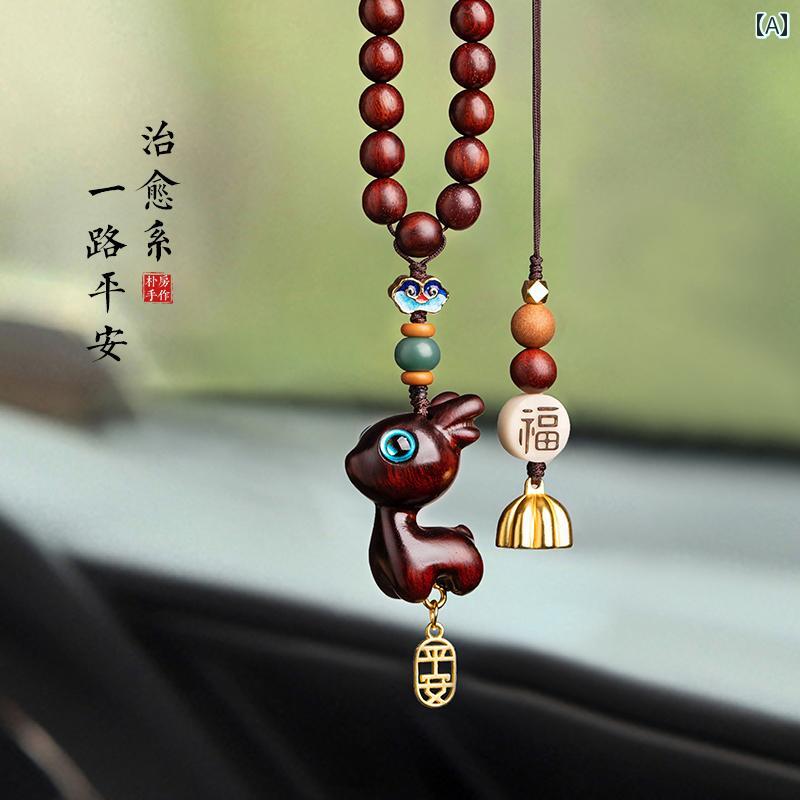 車 ルームミラー アクセサリー 飾り バックミラー ペンダント かわいい インテリア カー 鹿 レッド ブラック グリーン