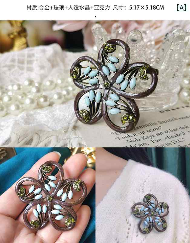 ブローチ ピン おしゃれ レディース アクセサリー ヴィンテージ風 アンティーク レトロ ジュエリー ラインストーン 花｜おうち健康生活