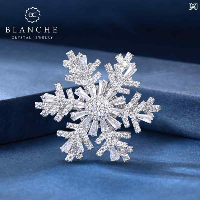 ブローチ ピン おしゃれ 雪 結晶 レディース メンズ アクセサリー スノーフレーク スーツ コサージュ クリスマス ギフト