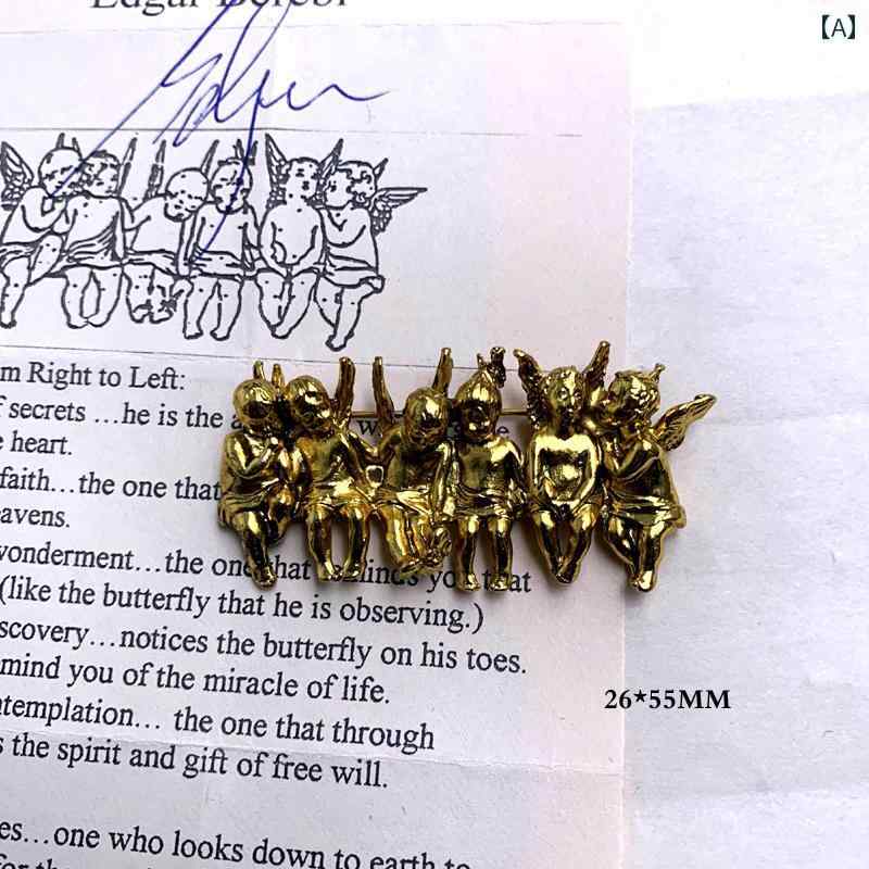 ブローチ ピン おしゃれ 天使 レディース アクセサリー アンティーク ジュエリー ヴィンテージ風 ゴールド｜おうち健康生活