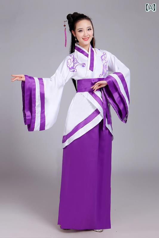 漢服 衣装 レディース パフォーマンス 中国風 コチャイナ風 コスプレ 舞踊 パープル ブルー レッド
