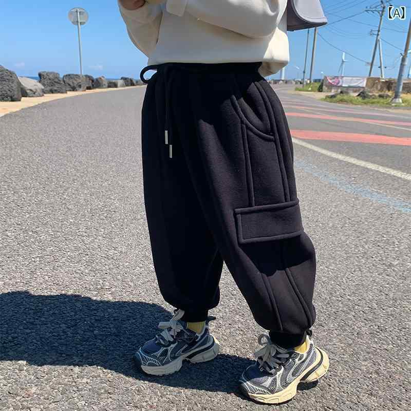 カーゴパンツ スウェット 男の子 秋冬 キッズ おしゃれ フリース 厚手 子供 カジュアル ベビー スポーツ ブラック グレー 4,666円