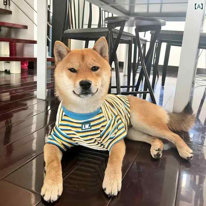 犬服 ドッグウェア かわいい おしゃれ ペット 春夏 中型犬 小型犬 薄手 ブルー レッド ボーダー