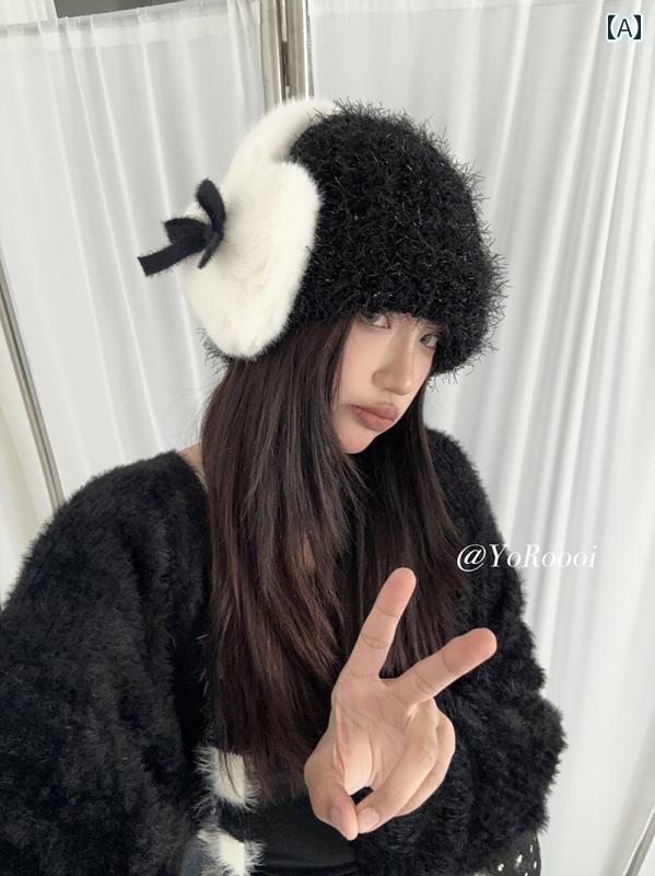 耳あて イヤーマフ ボア ハート リボン 秋冬 防寒 暖かい かわいい 厚手 折りたたみ ホワイト ピンク ブラウン