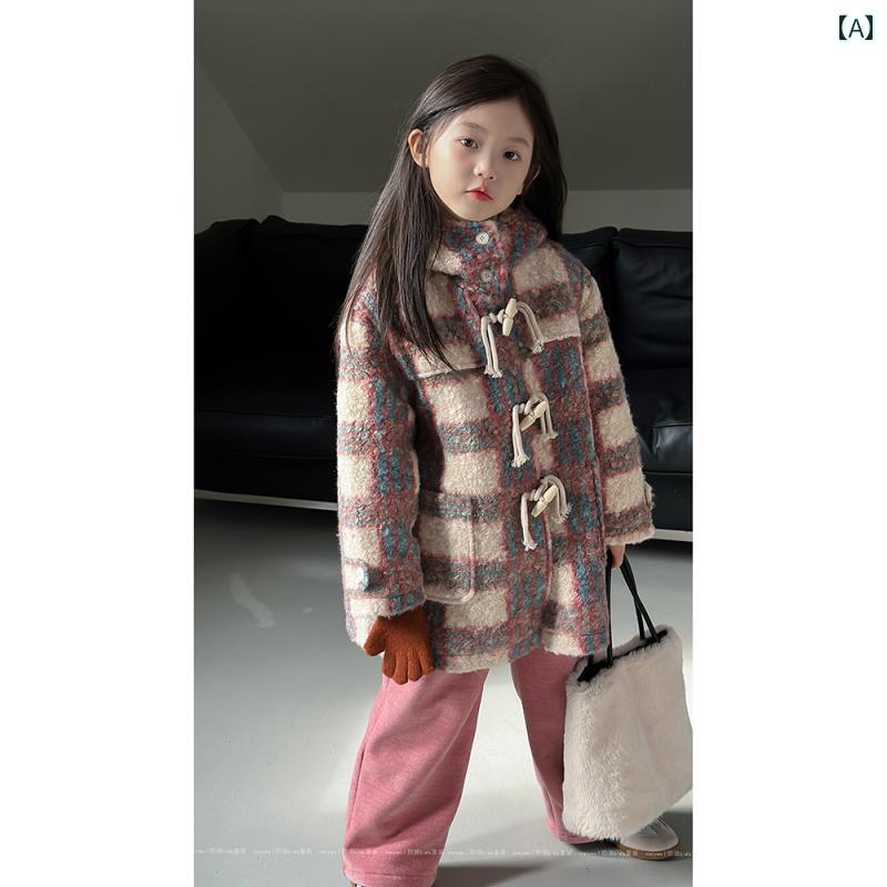 ダッフルコート キッズ アウター 子供服 女の子 男の子 フード 丈 ファッション 厚手 冬 韓国 チェック おしゃれ|おうち健康生活