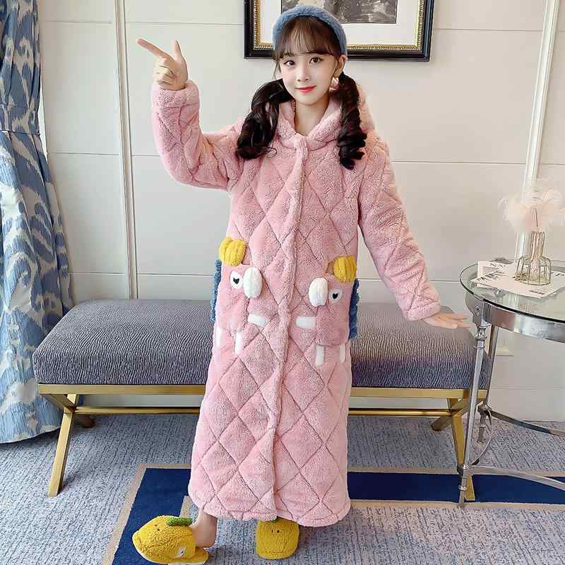 お部屋お召しもの バスローブ キッズ 御姉さん 生あたたかい 秋冬 愛くるしげ 赤ちゃん パジャマ もこもこ キルティング 朦々たる 丈 サクラ色