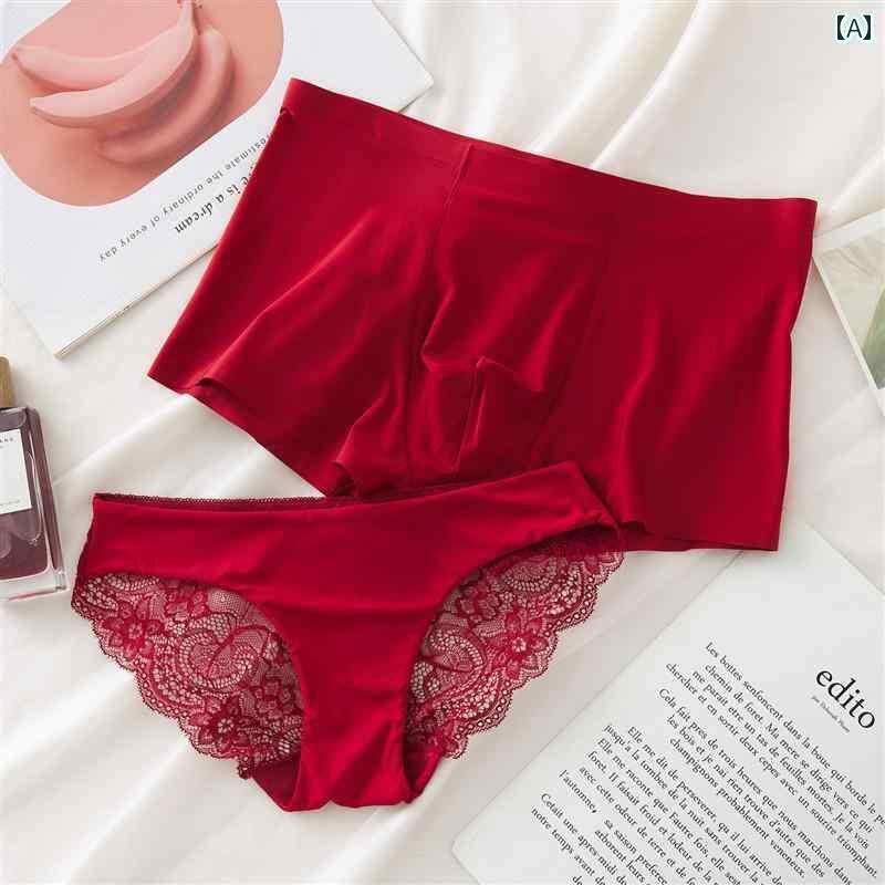 カップル お揃い 下着 パンツ ショーツ 薄手 涼しい シームレス セクシー 魅力 赤 黄