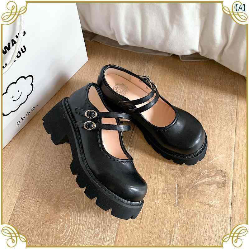 ロリータ 靴 かわいい 地雷系 レディース パンプス 厚 パテントレザー メリージェーン プレッピー 革 JK 制服 レディース