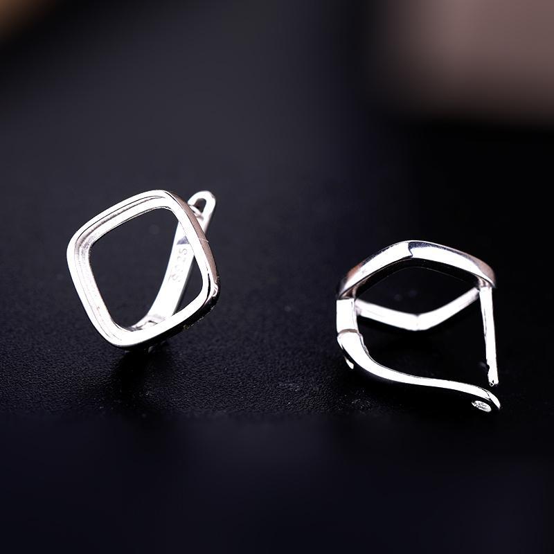 空枠 部分品 ピアス イヤリング 佩び物 今めかしい DIY S925 シルバースタッド 保持者 ゼムクリップ 保持者 象眼 真四角 10*10 8*8
