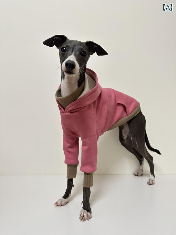 犬 服 ドッグ ウェア 冬 フェイク カラー フード トレーナー 起毛 暖かい 生地 ソフト 小型 グレーハウンド ウィペット ベドリン トン テリア