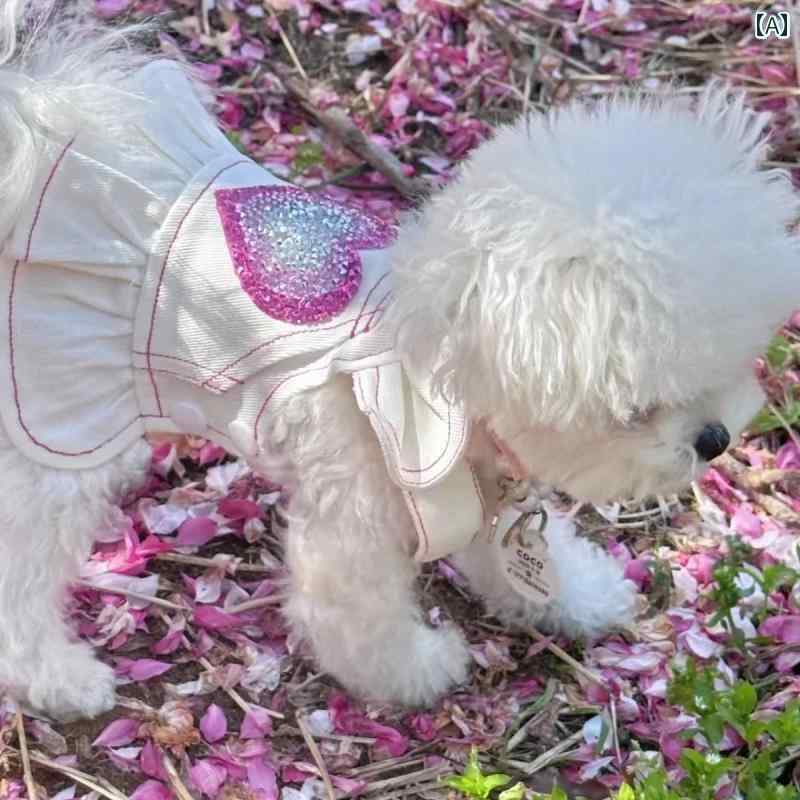 犬 服 白 デニム ミッキー スカート 春秋 ペット ヨークシャー マルチーズ 小型