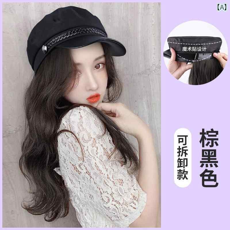 ウッグ 帽子 変装 イメチェン かつら ワンピース レディース 秋冬 英国 レトロ ロング カーリーヘア フル ヘッド セット 髪 かつら レディース ロング ヘア