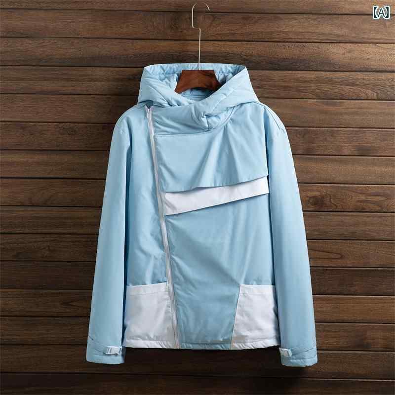 メンズ アウター 生あたたかい 秋冬 中国 流行り 青 ボンネット 綿服