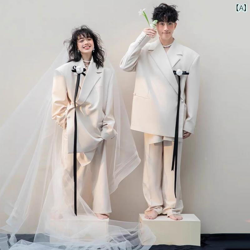ドレス レディース 撮影 フォト 思い出 記念 ウェデング 結婚式 コスプレ アート スタジオ カップル 服装 旅行 ヒップ ホップ 快適 ワイド パンツ イメージ ストリート ゆったり ウェデング スーツ