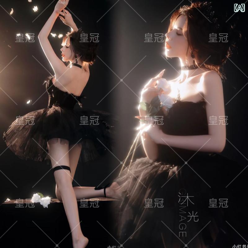 ドレス レディース 撮影 フォト 思い出 記念 ウェデング 結婚式 コスプレ アート スタジオ バレエ 白鳥 羽 スカート ダークエルフ アート 服