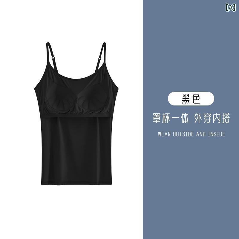 下着 レディース 胸パッド 通気性 快適 ロング L キャミソール アンダー シャツ ブラジャー ワンピース Tシャツ トップスス