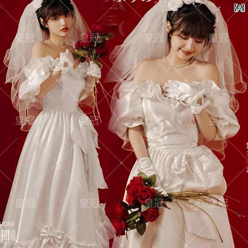 撮影 ドレス 写真 フォト 記念 コスプレ アート 思い出 80年代 レトロ ウェデング 宮殿 白 服 女の子 女の子 女の子 フレンチ 軽量 涼しい ウェデング｜おうち健康生活