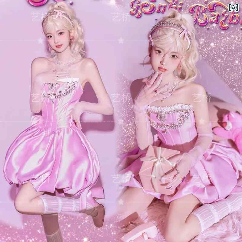 撮影 ドレス 写真 フォト 記念 コスプレ アート 思い出 ピンク 衣装 アメリカン 恋人 女の子 女の子 誕生日