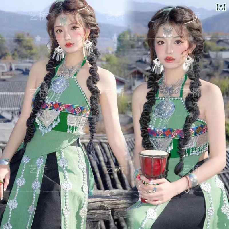 撮影 ドレス 写真 フォト 記念 コスプレ アート 思い出 省 レディース ハニ 族 衣装 夏 少数 民族 ステージ パフォーマンス ミャオ族 衣装｜おうち健康生活 10,037円