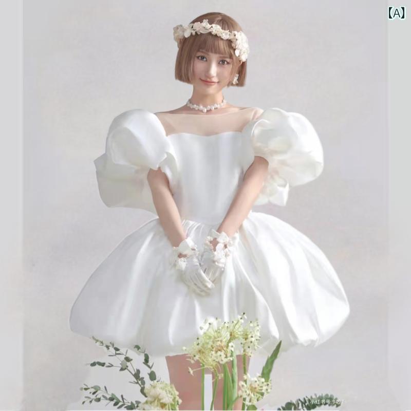 撮影 ドレス 写真 フォト 記念 コスプレ アート 思い出 衣装 かわいい プリンセス レトロ サテン ウェデング ふわふわ ランタン スカート
