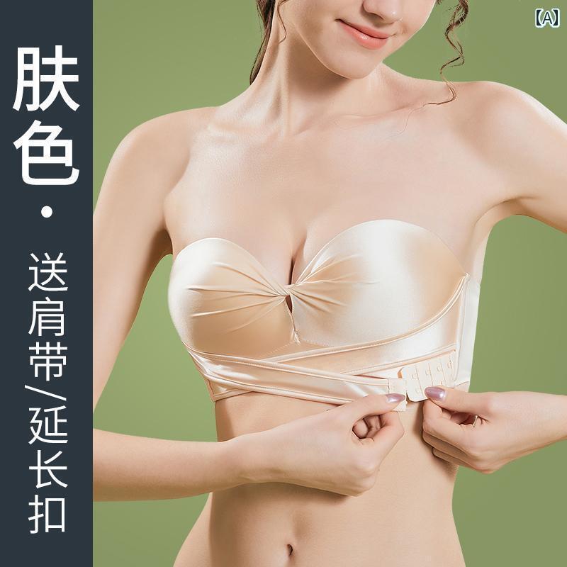 レディース 下着 ストラップレス 滑りにくい プッシュアップ チューブ トップスス 夏 薄手 涼しい 小さめ 胸 大きく 落下防止 ブラジャー